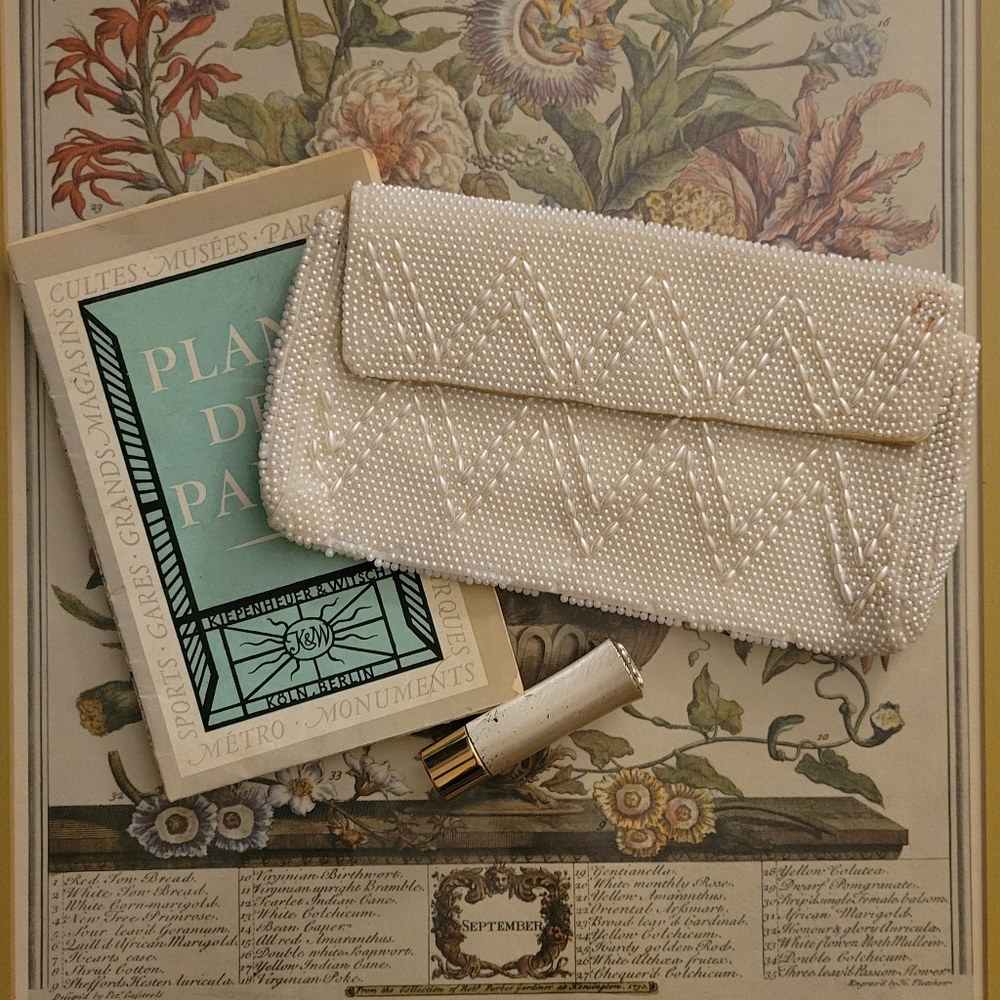 Vintage Seed Bead Pearl Clutch